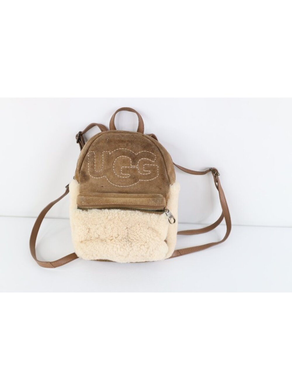 Ugg Australia Suede Leather Shearling Sheep Dannie II Mini Backpack Bag Brown